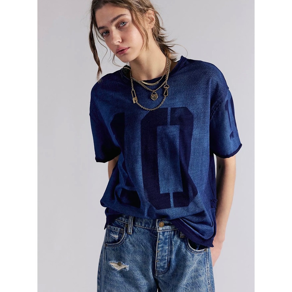 Free People We The Free Laid Back Tee in Larkspur Small